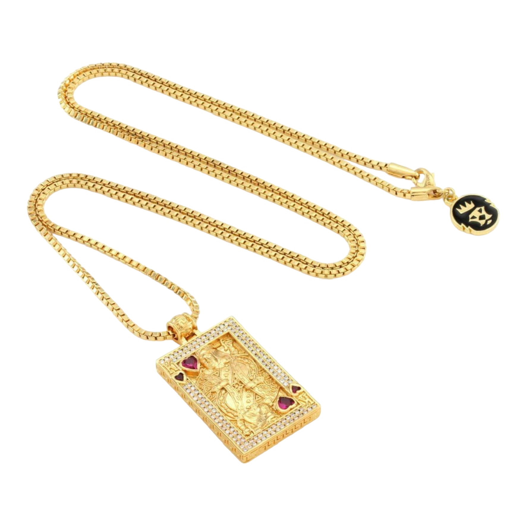 KING ICE: 14K King and Queen of Hearts Necklace